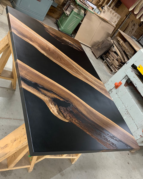 Walnut Jet Black Epoxy Table - 61" x 38.5"