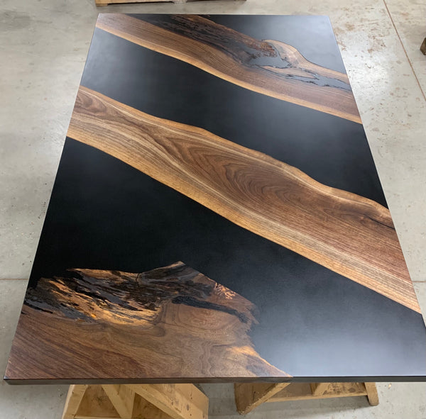 Walnut Jet Black Epoxy Table - 61" x 38.5"