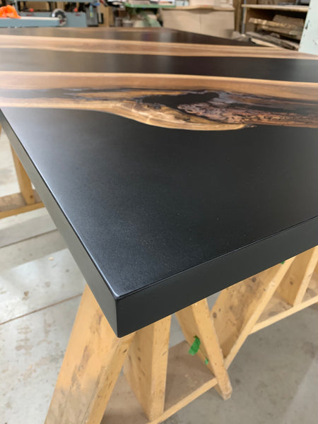 Walnut Jet Black Epoxy Table - 61" x 38.5"
