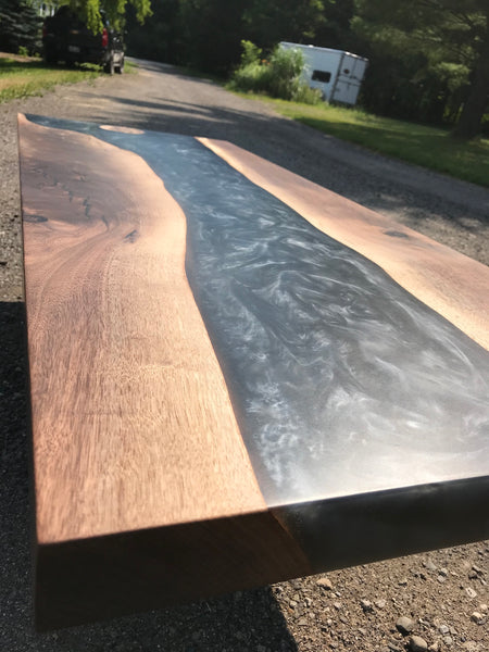 Walnut Epoxy River Coffee Table - 60" x 24" x 2"