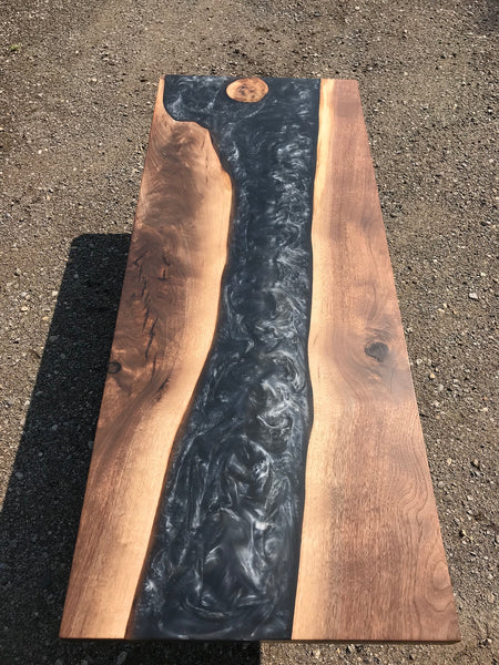 Walnut Epoxy River Coffee Table - 60" x 24" x 2"