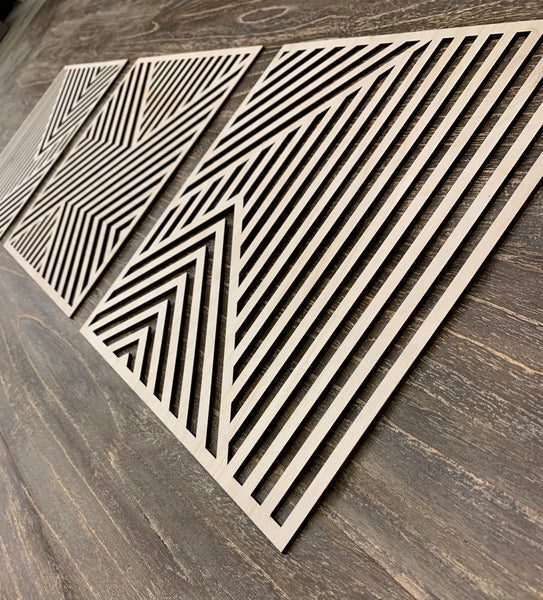Geometric Wall Art Natural Finish Set of 3