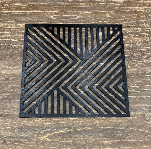 Geometric Wall Art Black Finish Set of 3