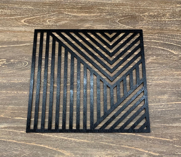 Geometric Wall Art Black Finish Set of 3
